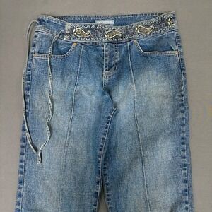 Canyon River Blues Women's Paisley Embroidered Waistline Flare Jeans Size 30x30